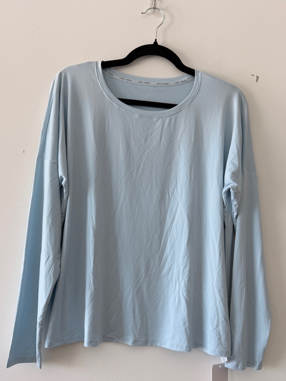 CRZ YOGA Women Cropped Top Long Sleeve Shirt Light Blue Workout Gym Yoga M‎ 8/10
